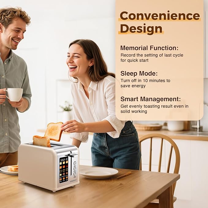 2 Slice Easy Touch Screen Toaster, Stainless Steel Toaster - Image 7