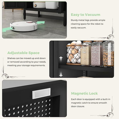 COFaR 4 Tier Black Metal Storage Cabinet, Free Standing - Image 4