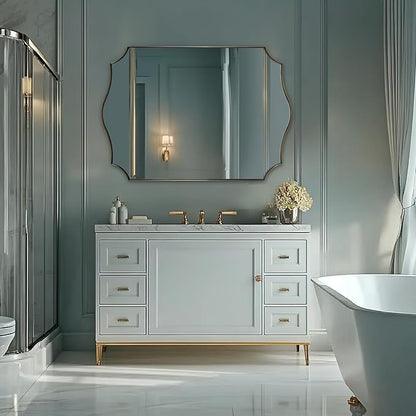 ANDY STAR 30x48 Inch Gold Bathroom Mirror, Large Brushed Gold Rectangle Mirror - Image 3