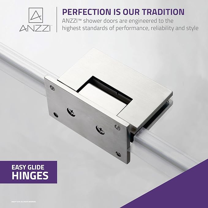 ANZZI 70" x 24" Frameless Shower Door in Brushed Nickel, Water Repellent Glass - Image 6