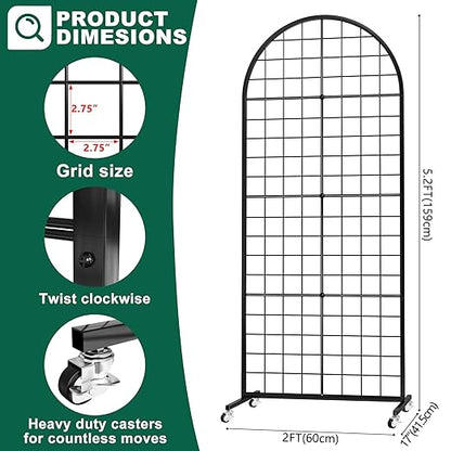 Asee'm Grid Wall Panels Display Stand 2' x 5.2' FT Black Movable Wire Grid Wall - Image 2