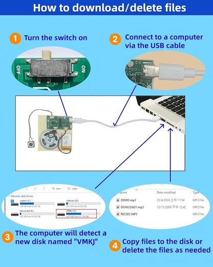 2pcs DIY Audio Recorder and Player kit, Record standalone or Download Music via - Image 6