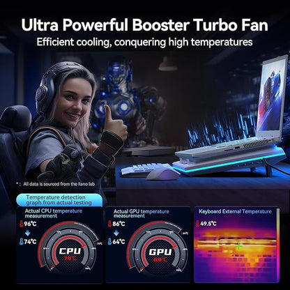 llano RGB Laptop Cooling Pad, Powerful Turbofan, Quiet Cooling, Touch Control - Image 2