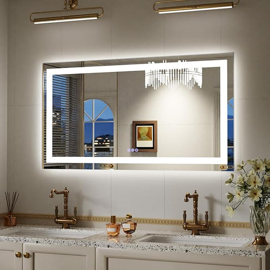 LED Bathroom Mirror with Lights, Backlit + Front Lit, 3 Color Modes, Memory by Unknown