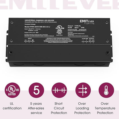 EMITEVER Dimmable Led Driver, 2 Packs 96W AC 110V-277V to DC 24V Transformer - Image 7