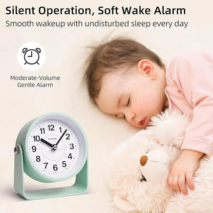 TIMESS Analog Alarm Clock, Silent Non-Ticking Quartz Movement, Battery-Operated - Image 6