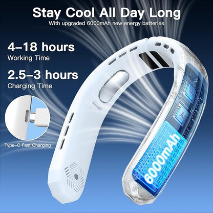 WXX Portable Neck Fan, Neck Fan Rechargeable, 360° Cooling Personal Fan - Image 2
