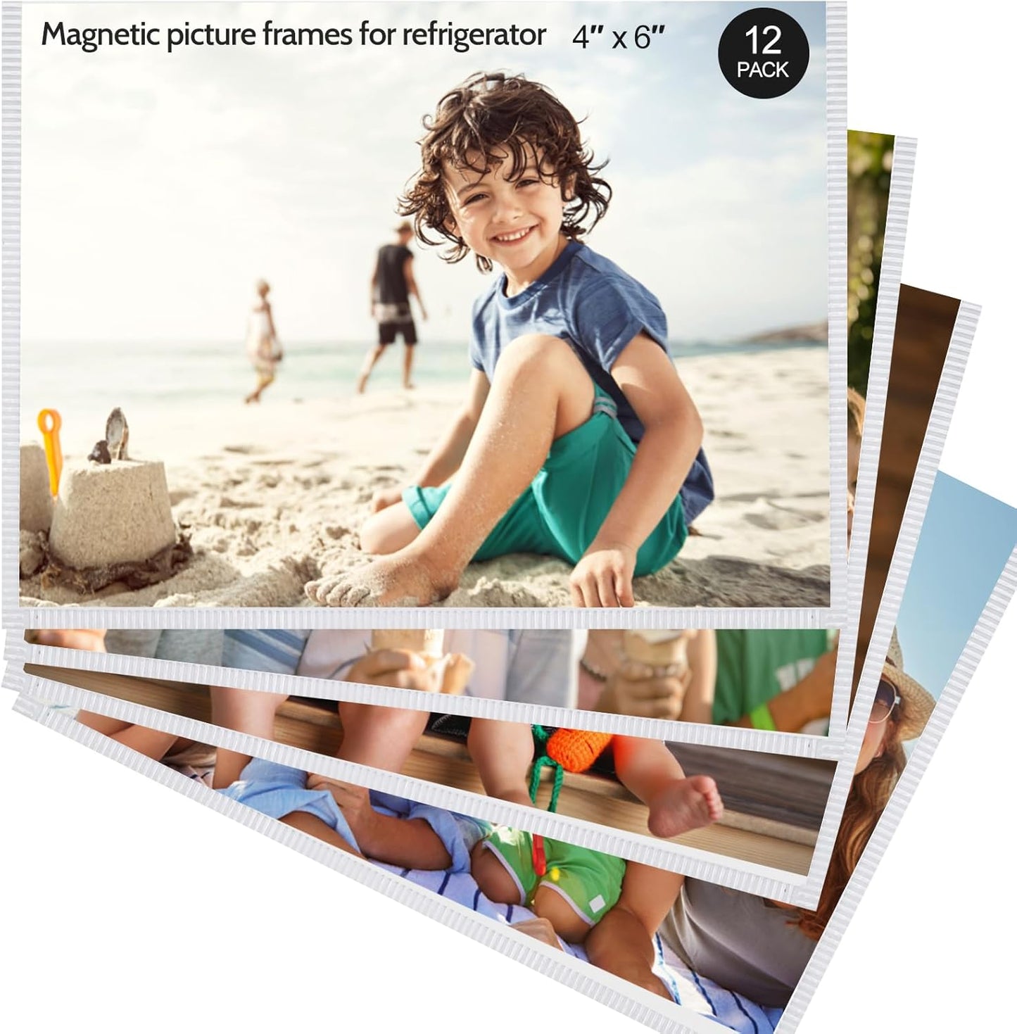 Magnetic Picture Frame, 12 Pack Magnetic Frame Reusable, Magnetic Photo Frames for Refrigerator 4x6” With White Border, Refrigerator Magnets For Pictures Suitable Home, School, Office