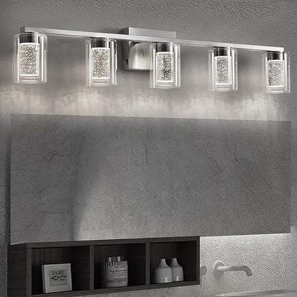 SADENICEL 5 Light Bathroom Light Fixtures, Brushed Nickel Vanity Lights Crystal - Image 5