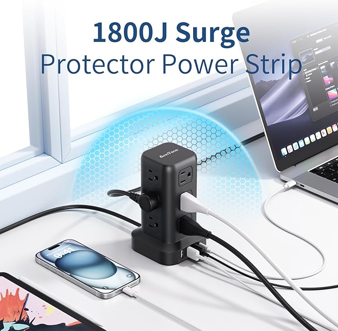 AnnTane Surge Protector Power Strip 6.5 FT Cord, Power Strip Tower - Image 3