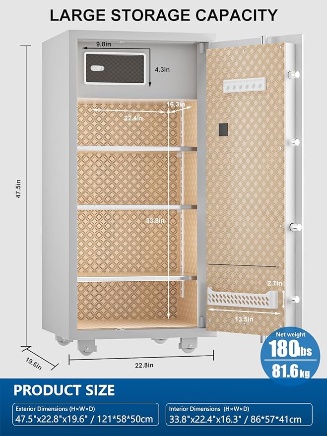 TIGERKING 11.5 Cu Ft Large Heavy Duty Home Security Safe – Digital Touchscreen - Image 2