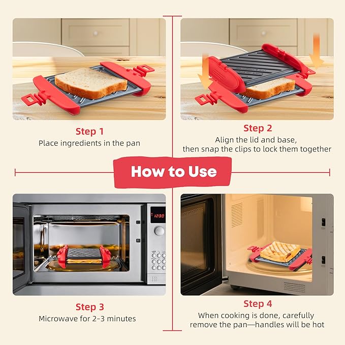Microwave Sandwich Maker, Microwave Toastie Maker, Snack Maker & Panini Press - Image 9
