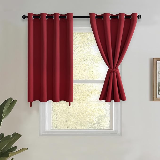 JIUZHEN Short Curtains Kitchen Half Window Blackout Curtains by JIUZHEN