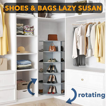 SpaceAid 5 Tier Rotating Shoe Rack Tower, Spinning Shoe Display Lazy Susan - Image 4