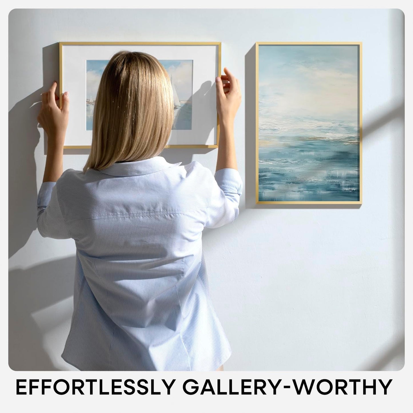 12x12 Gold Picture Frame, High-End Metal, 10x10 Mat, Glass | High End Aluminum, Tempered Glass, Acid-Free 10x10 Removable Mat, 12x12 in Edge-to-Edge Display 12x12, Wall Kit, Set Of 1