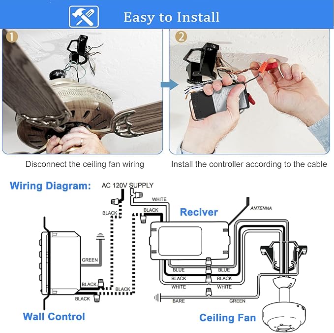 Universal Ceiling Fan Wall Remote Control Kit Replacement - Image 7