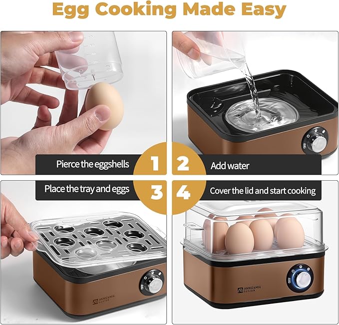 Annie & Mia Design Electric Egg Cooker, Stainless Steel 8 Egg Capacity egg - Image 4