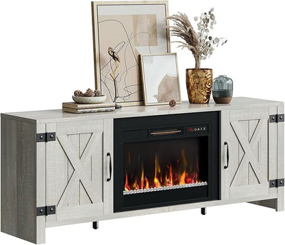 Bestier 63" Fireplace TV Stand for TVs Up to 70", Farmhouse Barn Door - Image 8