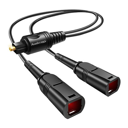 avedio links Optical Audio Cable Splitter 1 in 2 Out, Toslink Digital Fiber by avediolinks