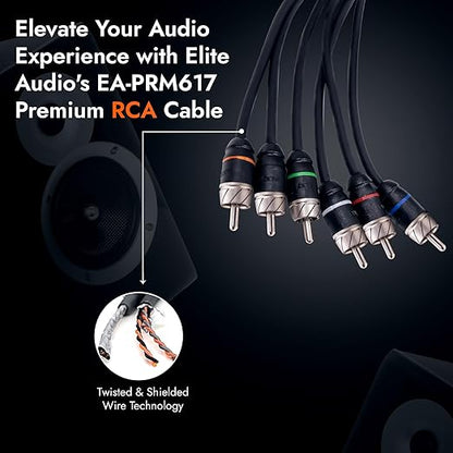 Elite Audio Premium Series 17ft. 6-Channel Car Audio RCA Cable – Double Shielded - Image 4