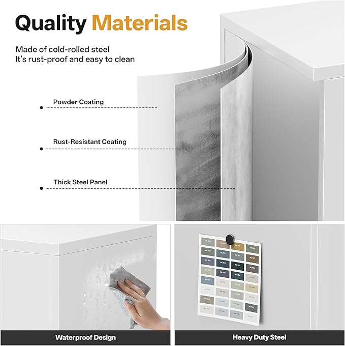 Metal Storage with 1 Drawer, Steel Storage File Cabinet - Image 4