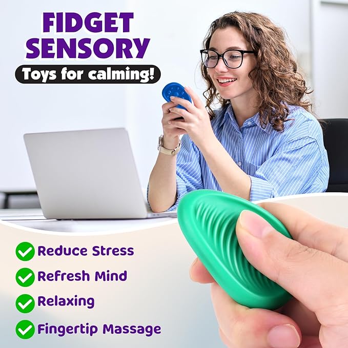 Fidget Toys Adults Sensory Stone: 6 Pack Textured Worry Stone - Image 5
