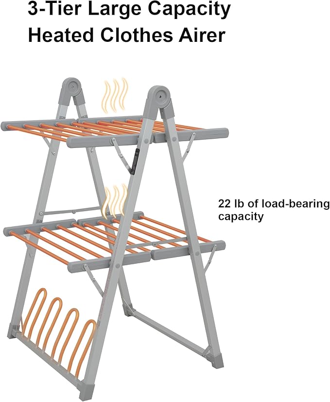 SHARNDY Electric Heated Clothes Drying Rack, Foldable Heated Garment Dryer - Image 3