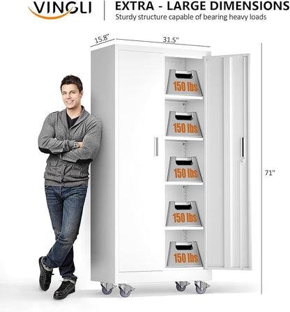 VINGLI Rolling Metal Storage Cabinet - Image 3