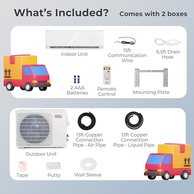 COSTWAY 24000 BTU Wifi Enabled Mini Split Air Conditioner & Heater, Energy - Image 6
