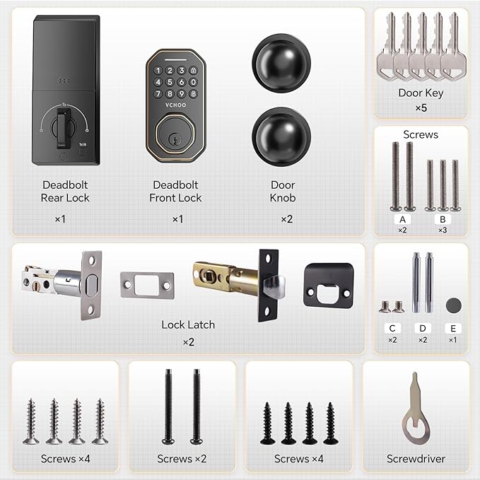 VCHOO Keyless Entry Door Lock Set WiFi Smart App Control Door Lock - Image 9