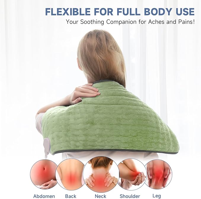Electric Heating Pad for Pain Relief, Soft Heat Wrap for Neck, Moist/Dry Heat - Image 6