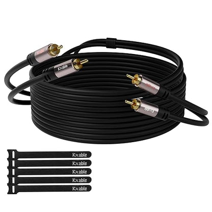 RCA Cable 75FT, 2RCA Male to 2RCA Male Stereo Audio Cable, 【Oxygen-Free Copper by Kxable