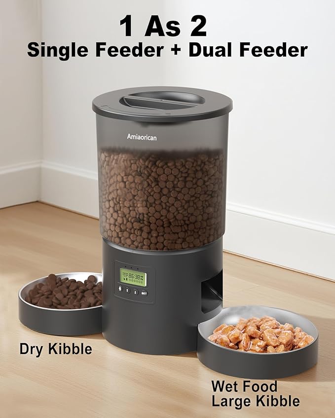 Automatic Cat Feeder for 2 Cats, 4.2L Programmable 1-6 Meals Portion Control - Image 7