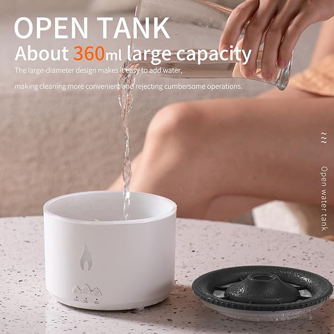 BOHOFAM Essential Oil Diffuser 360ML, Volcano Diffuser/Humidifier, Flame and - Image 7