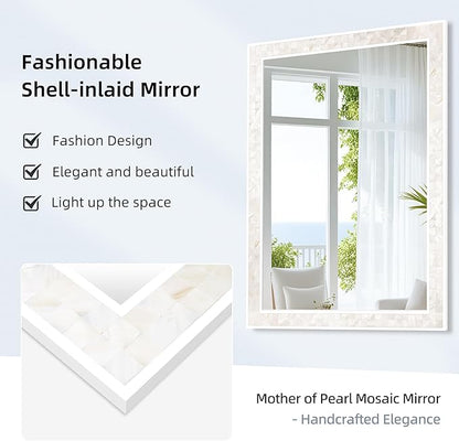 Tanmicoshomy White Shell Framed Rectangular Mirrors - Image 4