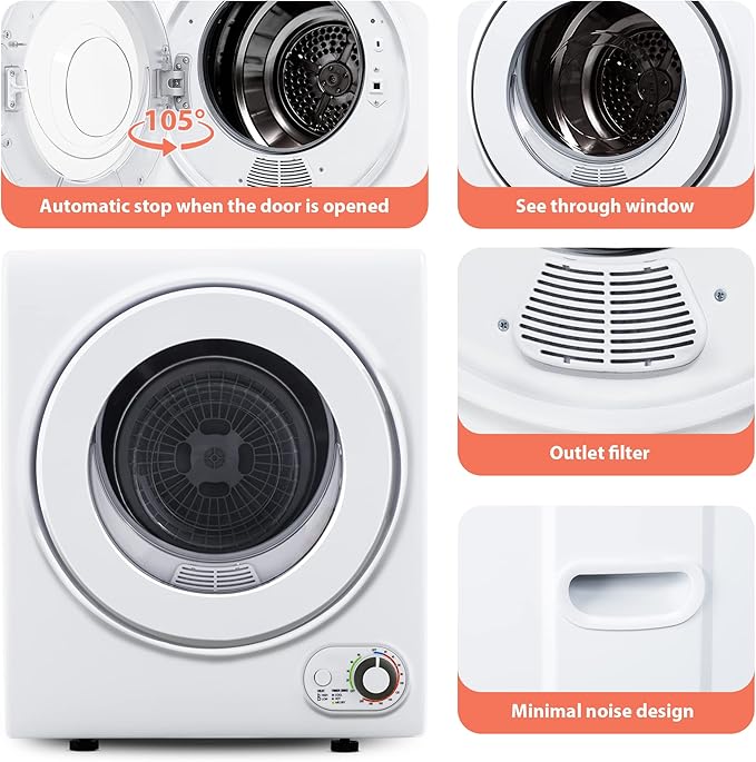 Euhomy Portable Dryer 1.5 cu. ft., 850W Powerful Clothes Dryer - Image 5