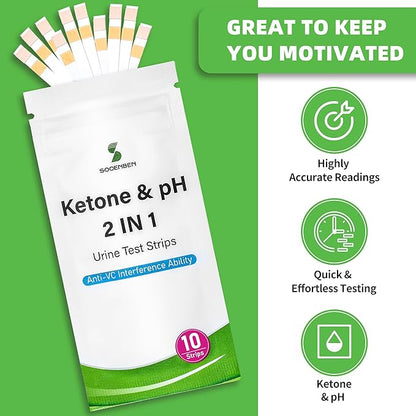 2-in-1 Ketone Test Strips, 100cts Keto and pH Strips Urine Test - Image 3