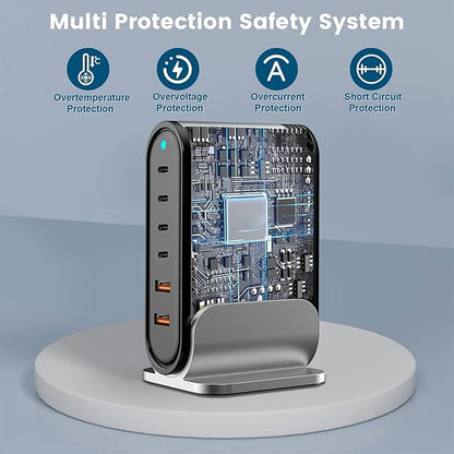 USB C Fast Charger : 6 Port Desktop Multiple Devices Power Adapter - Image 5