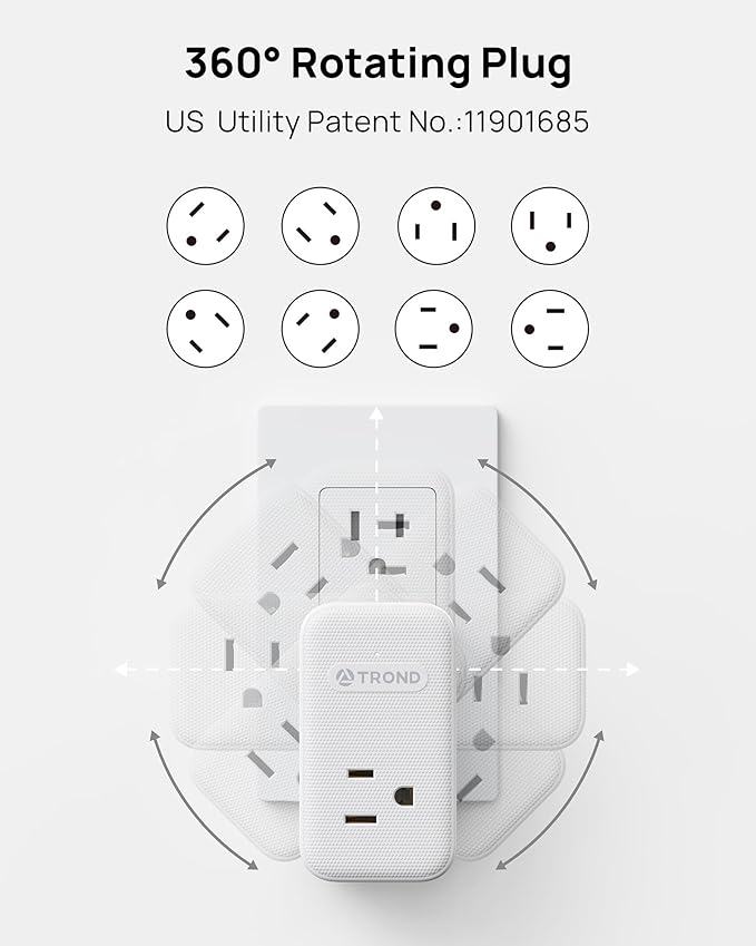 TROND Multi Plug Outlet Extender 2 Pack, 3 Way Outlet Splitter - Image 3