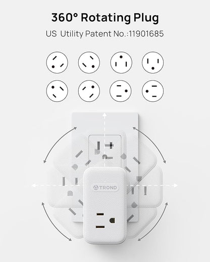 TROND Multi Plug Outlet Extender 2 Pack, 3 Way Outlet Splitter - Image 3