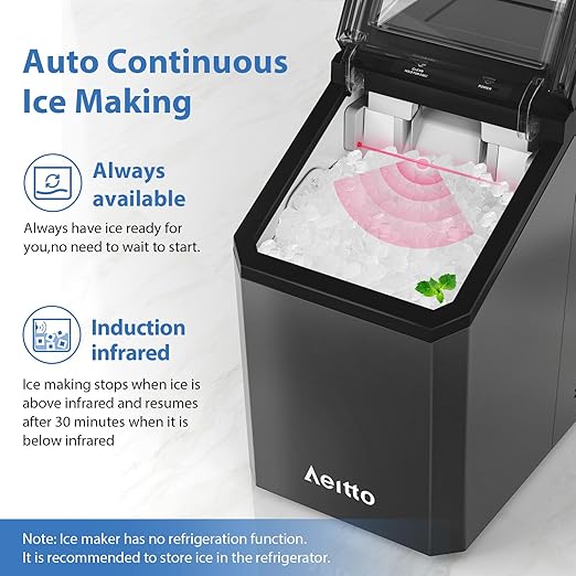 Aeitto Nugget Ice Maker Countertop, Rapid Ice Release in 5 Mins, Large Capacity - Image 6