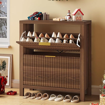 Shoe Cabinet Storage for Entryway, Fluted Shoe Cabinet - Image 8