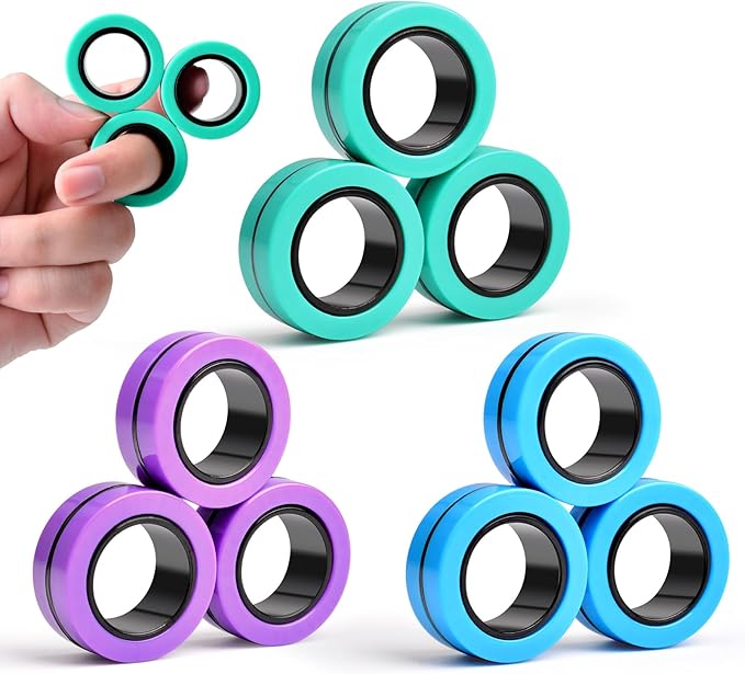 Cevioce 9 PCS Magnetic Ring Fidget Toys Set, ADHD Anxiety Magnetic Finger by Cevioce