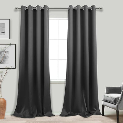 KOUFALL 132 Inch Curtains Long, Dark Grey - Image 3