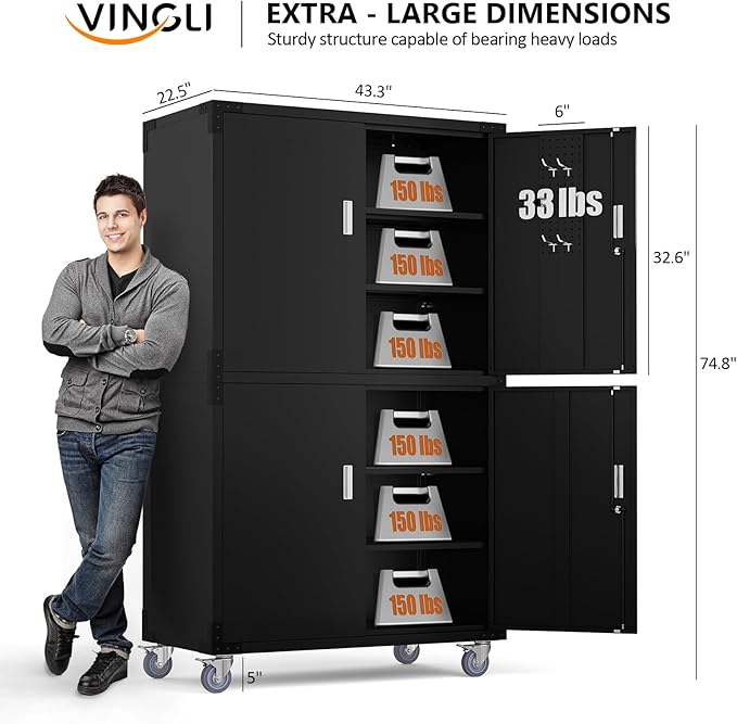 VINGLI Large Garage Storage Cabinet - Image 7