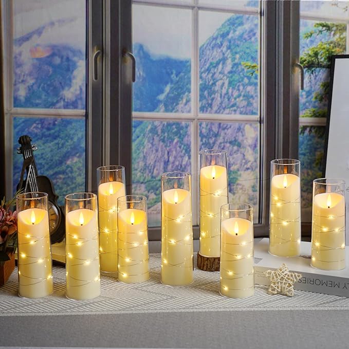 Flameless Candles with Embedded Star String, Battery Operated LED Pillar - Image 3