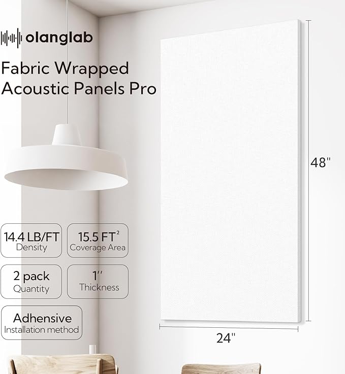Olanglab Acoustic Panels 2 Pack, Fabric Wrapped Sound Proof Foam Panels - Image 2