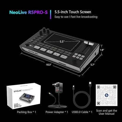 SPROLINK Neolive R5S PRO Professional Live Streaming Switcher, 5.5-inch Screen - Image 4