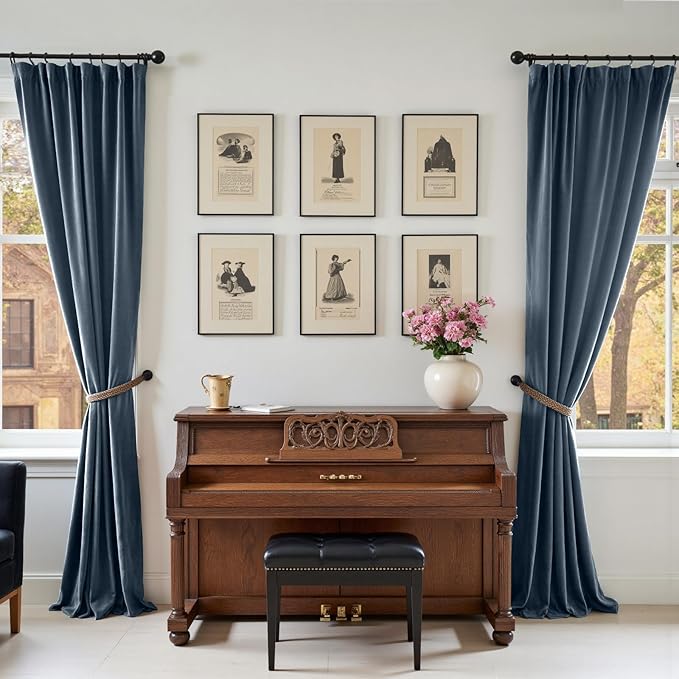 Lazzzy Velvet Blackout Curtains Thermal Insulated Room Window Drapes Super Soft - Image 9