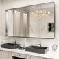 LOAAO 77X36 Inch Brushed Nickel Bathroom Mirror, Rounded Rectangle Silver Metal by LOAAO